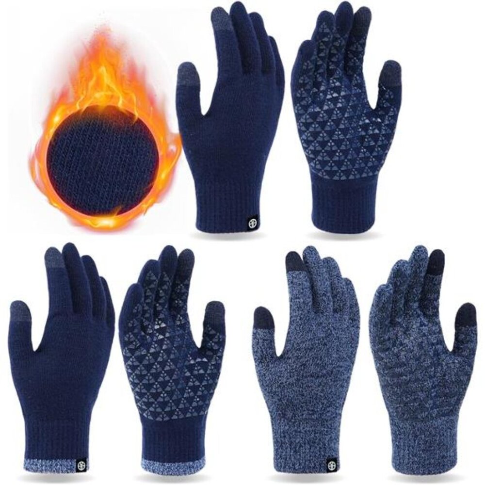 Winter Touch Screen Gloves Women Men Thermal Knit Anti Slip Cold Weather Set